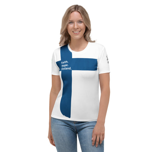 Naisten t-paita – Faith. Hope. Finland.